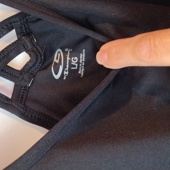 Champion Black Double Strap Tank Top Camisole Activewear Athletic Size L - Picture 3 of 5